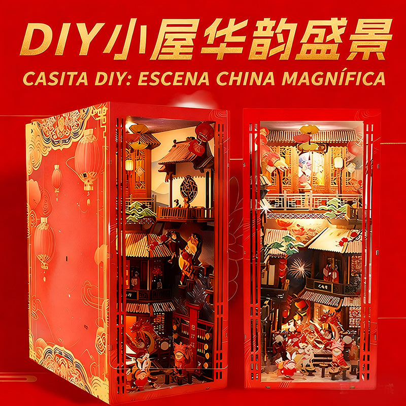 🏫Juguete de Bloques de Madera 3D Hechos a Mano | Diseño de Mini Booknook