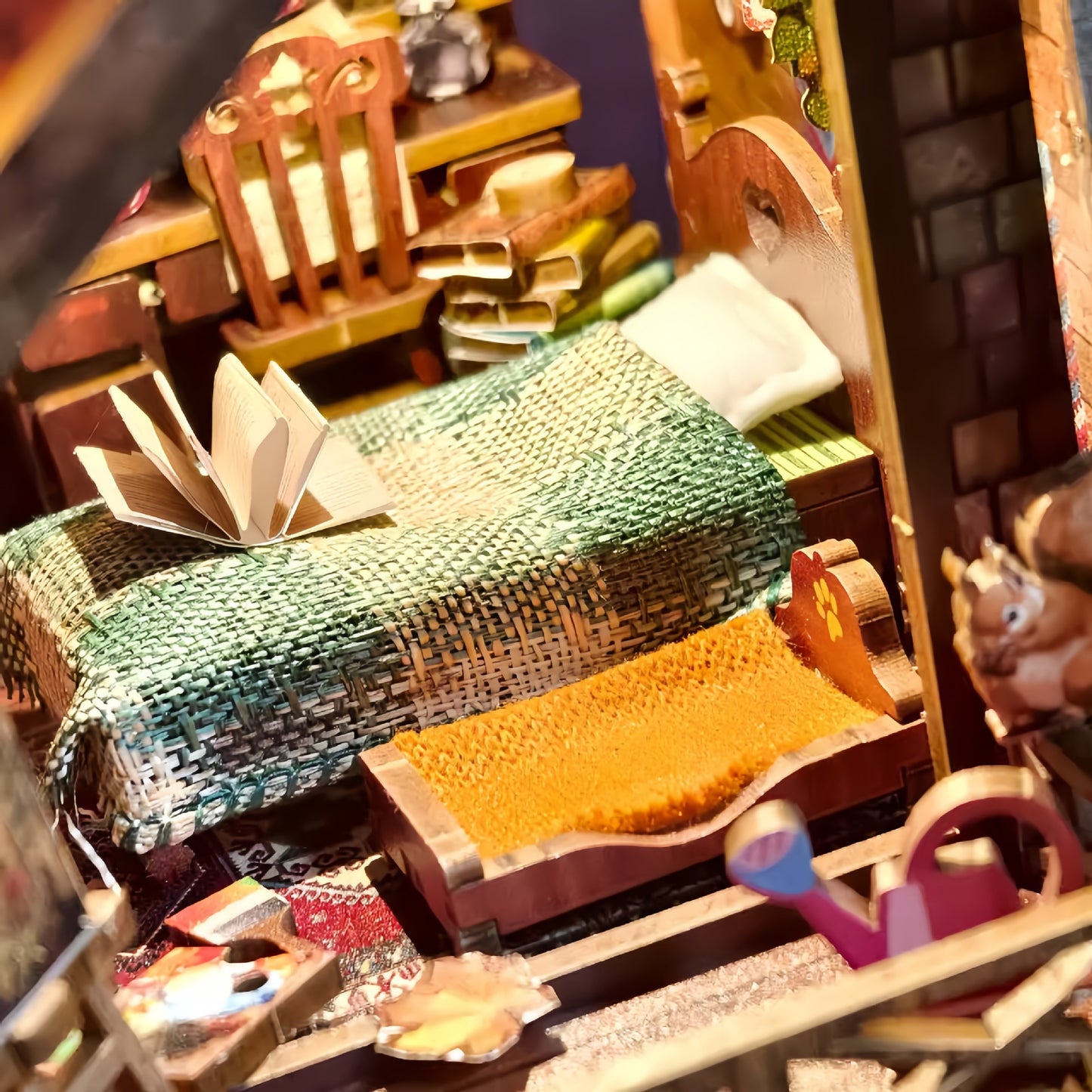 🏫Juguete de Bloques de Madera 3D Hechos a Mano | Diseño de Mini Booknook