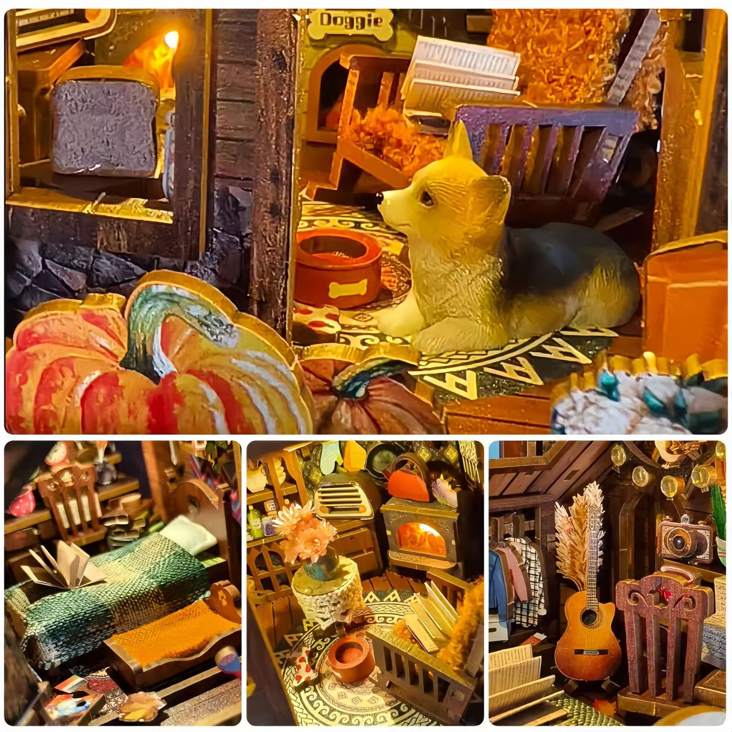 🏫Juguete de Bloques de Madera 3D Hechos a Mano | Diseño de Mini Booknook